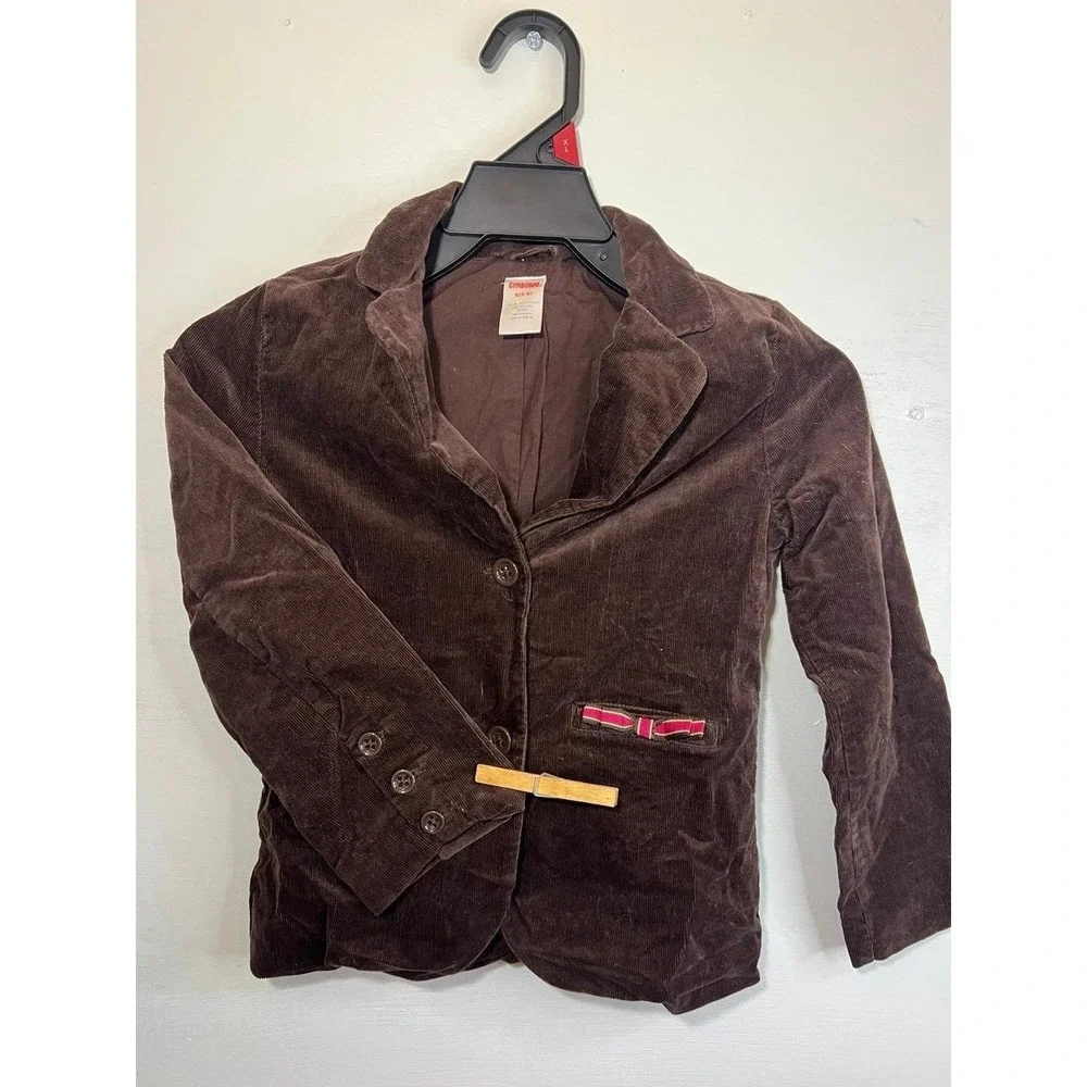 Girls S5-6 brown corduroy jacket gymboree 100% cotton lining children clothes